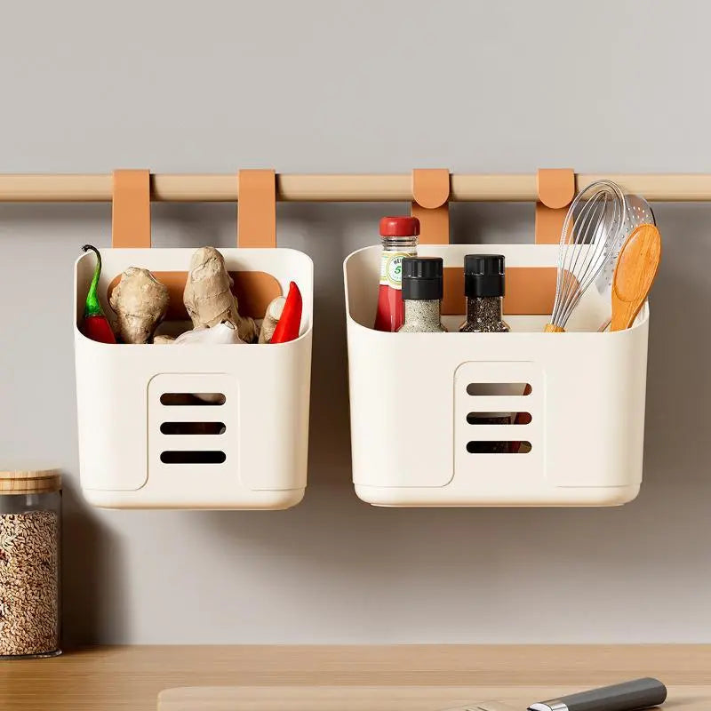 Panier De Rangement Suspendu Métal Noir – Sans Perçage – Pour Salle De Bain, Cuisine, Porte